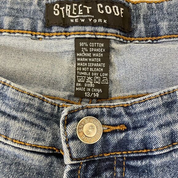 Street Code New York Embellished Jeans Stretch Women Size 13/14 Studded - Picture 2 of 15